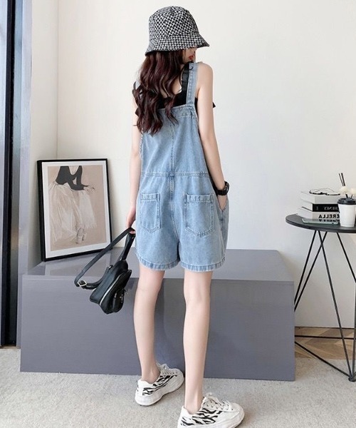 SHEENA（シーナ）の「ショートサロペット（サロペット/オーバーオール・レディース・サックスブルー/ブラック・M）」の20枚目の写真