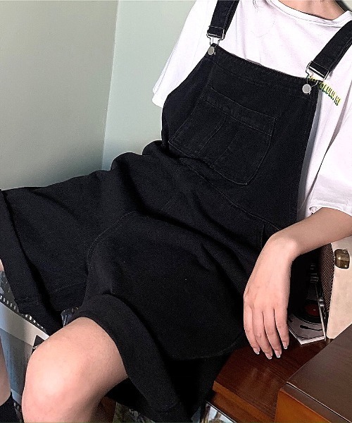 SHEENA（シーナ）の「ショートサロペット（サロペット/オーバーオール・レディース・サックスブルー/ブラック・M）」の21枚目の写真