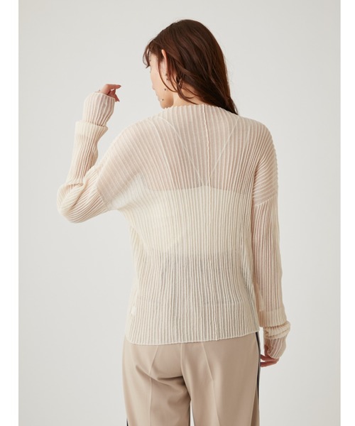 emmi(エミ)の「【emmi atelier】ハイネックシアーリブニットトップス(ニット/セーター・レディース・レッド/ブラック/クリーム・FREE)」の9枚目の写真