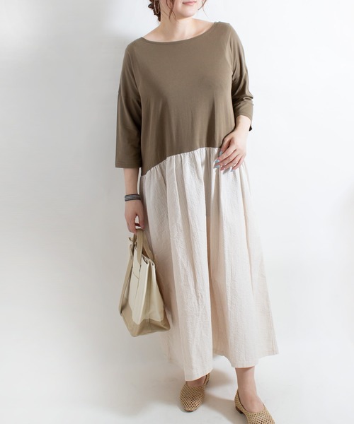 ALL ORDINARIES（オールオーディナリーズ）の「【ina（イナ）】ウエスト切替配色ワンピース（ワンピース・レディース・マルチ・38）」の2枚目の写真