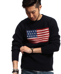 B:MING by BEAMS | 【予約】【OCEANS12月号掲載】ビーミング by ビームス / 星条旗クルーニット(ニット/セーター)