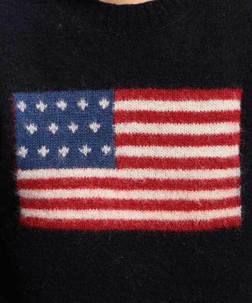 B:MING by BEAMS（ビーミングバイビームス）の「【OCEANS12月号掲載】ビーミング by ビームス / 星条旗クルーニット（ニット/セーター・メンズ・グレー/ネイビー・SMALL/MEDIUM/LARGE/X-LARGE）」の8枚目の写真