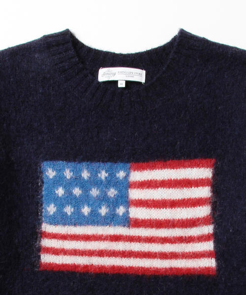B:MING by BEAMS（ビーミングバイビームス）の「【OCEANS12月号掲載】ビーミング by ビームス / 星条旗クルーニット（ニット/セーター・メンズ・グレー/ネイビー・SMALL/MEDIUM/LARGE/X-LARGE）」の15枚目の写真