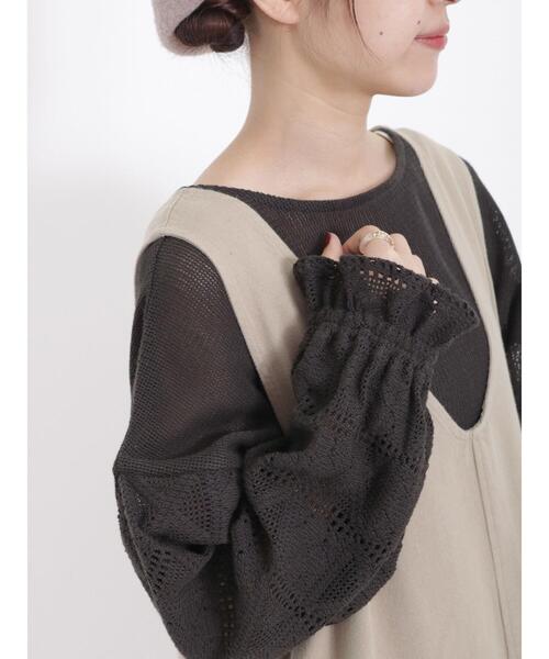 Samansa Mos2（サマンサ モスモス）の「前後着メッシュレースブラウス（シャツ/ブラウス・レディース・モカ/チャコールグレー/キナリ・F）」の10枚目の写真
