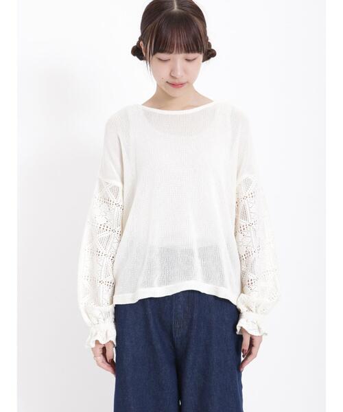 Samansa Mos2（サマンサ モスモス）の「前後着メッシュレースブラウス（シャツ/ブラウス・レディース・モカ/チャコールグレー/キナリ・F）」の15枚目の写真