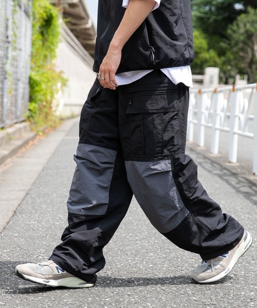 パロマウール 23aw ナイロンカーゴパンツ Shoowtime｜ナイロンドレープワイドカーゴプルオンパンツ