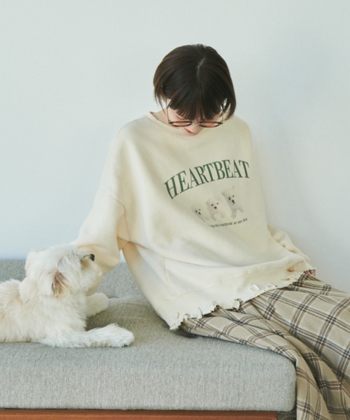 unclip（アンクリップ）の「ダメージルーズスウェット（スウェット・レディース・アイボリー/グレー・FREE）」の16枚目の写真