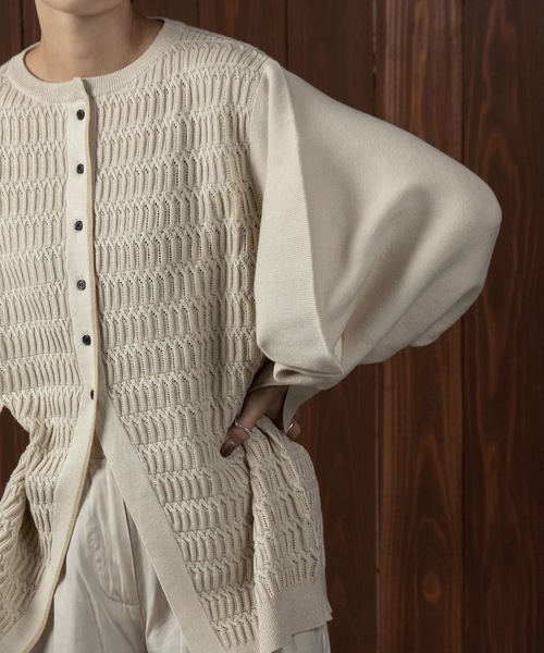 lawgy（ラウジー）の「bi color line knit（カーディガン/ボレロ