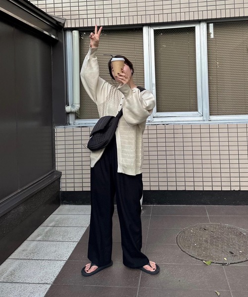 lawgy（ラウジー）の「bi color line knit（カーディガン/ボレロ・レディース・ベージュ/アイボリー・FREE）」の15枚目の写真