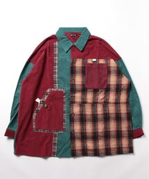 【チャイハネ】ラルダチェックパッチワークMEN'Sシャツ