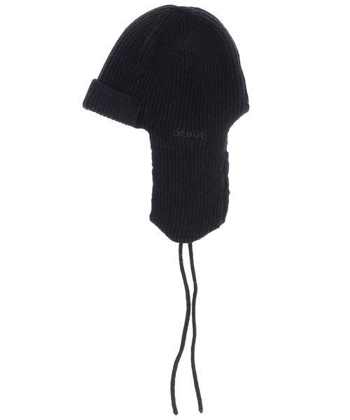 X-girl(エックスガール)の「2WAY EAR FLAP KNIT CAP(ニットキャップ/ビーニー・レディース・ライトグレー/ブラック・ONE SIZE)」の1枚目の写真