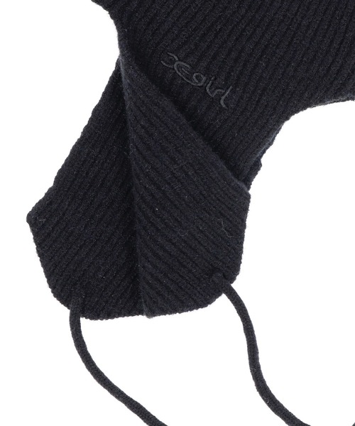 X-girl(エックスガール)の「2WAY EAR FLAP KNIT CAP(ニットキャップ/ビーニー・レディース・ライトグレー/ブラック・ONE SIZE)」の5枚目の写真