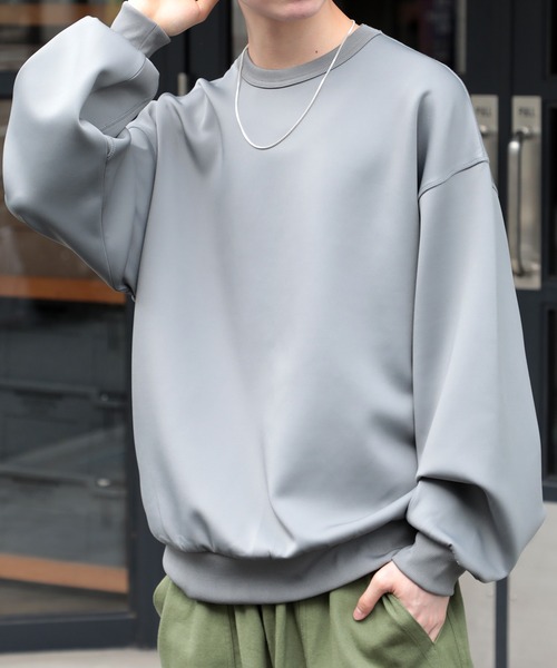 SETUP7（セットアップセブン）の「【SETUP7】ESSENTIALS Super smooth cardboard sweater ダンボールスウェットクルーネック ベーシックビッグスウェット（スウェット・メンズ・グレー/アイボリー/ブラック/ベージュ・L/XL/M）」の4枚目の写真