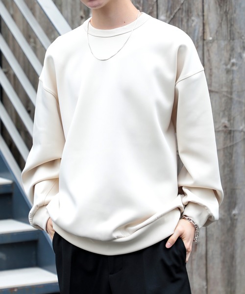 SETUP7（セットアップセブン）の「【SETUP7】ESSENTIALS Super smooth cardboard sweater ダンボールスウェットクルーネック ベーシックビッグスウェット（スウェット・メンズ・グレー/アイボリー/ブラック/ベージュ・L/XL/M）」の7枚目の写真