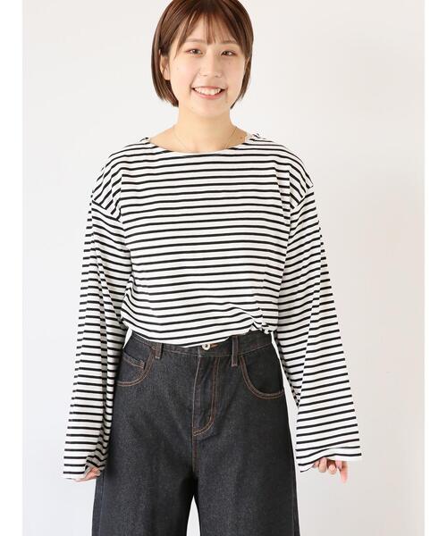 ehka sopo（エヘカソポ）の「ボーダー2WAY袖ロンT（Tシャツ/カットソー・レディース・ボルドー/オフホワイト/ブラック・F）」の8枚目の写真