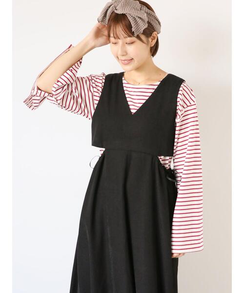 ehka sopo（エヘカソポ）の「ボーダー2WAY袖ロンT（Tシャツ/カットソー・レディース・ボルドー/オフホワイト/ブラック・F）」の11枚目の写真