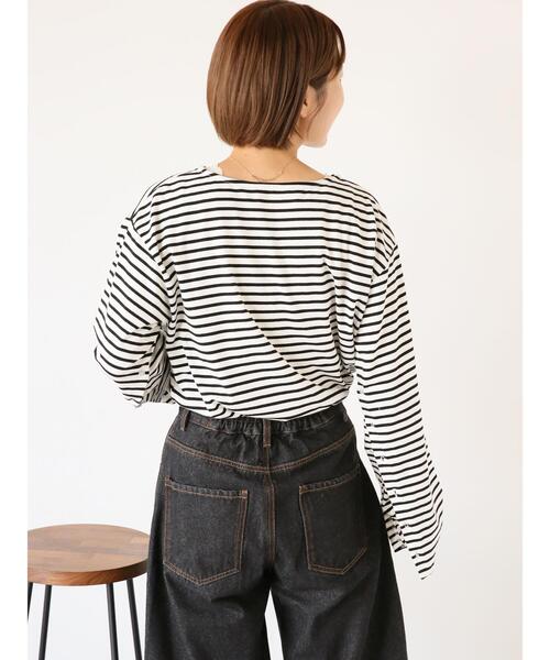 ehka sopo（エヘカソポ）の「ボーダー2WAY袖ロンT（Tシャツ/カットソー・レディース・ボルドー/オフホワイト/ブラック・F）」の17枚目の写真