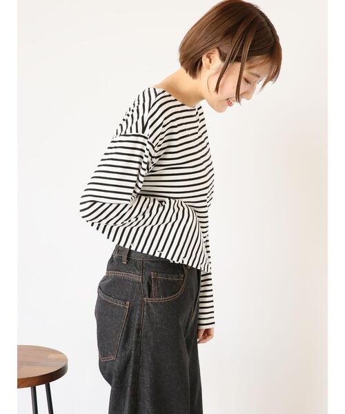 ehka sopo（エヘカソポ）の「ボーダー2WAY袖ロンT（Tシャツ/カットソー・レディース・ボルドー/オフホワイト/ブラック・F）」の18枚目の写真