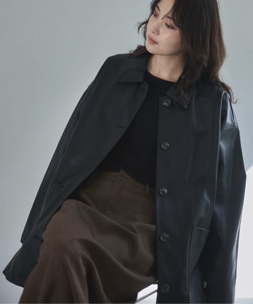 フェイクレザーカバーオール（カバーオール）｜feepur（フェピュール