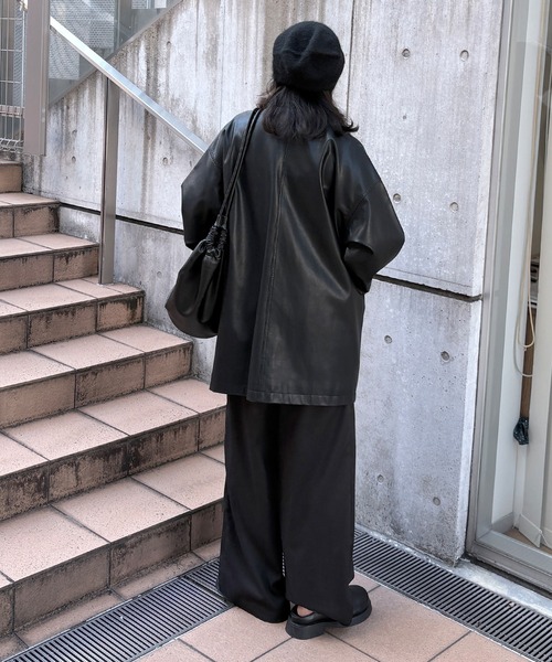EDIFICE/別注Archive&Style/フレンチカバーオール/レザー セール】フェイクレザーカバーオール（カバーオール）｜feepur