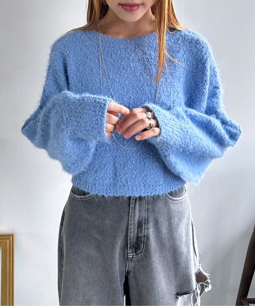 EPIMI E'PIMMY(エピミエピミー)の「【ハンドウォッシャブル】2WAYスラブフェザーカーディガン(カーディガン/ボレロ・レディース・ブラック/グレー/ブルー/オフホワイト・MEDIUM)」の2枚目の写真