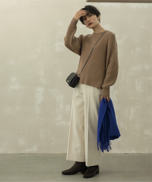 OPAQUE.CLIP(オペークドットクリップ)の「◆≪SS-LLsize≫ 裏起毛 ストレッチワイドパンツ/ネオサーモ【蓄熱素材/洗濯機洗い可】(その他パンツ・レディース・オフホワイト/グレー系/ブラック/ブラック系・34/36/38/40/42)」の7枚目の写真