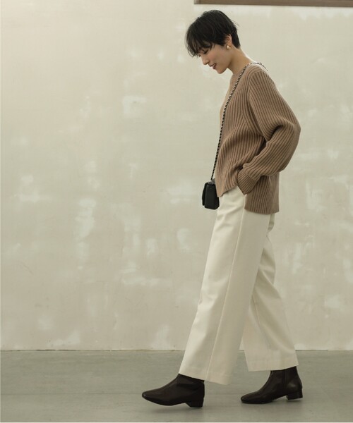 OPAQUE.CLIP(オペークドットクリップ)の「◆≪SS-LLsize≫ 裏起毛 ストレッチワイドパンツ/ネオサーモ【蓄熱素材/洗濯機洗い可】(その他パンツ・レディース・オフホワイト/グレー系/ブラック/ブラック系・34/36/38/40/42)」の11枚目の写真