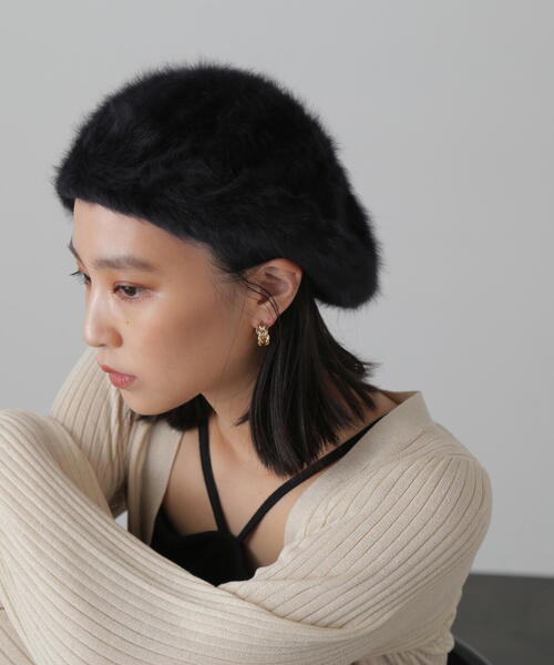 FREE'S MART（フリーズマート）の「◆シャギーベレー（ハンチング/ベレー帽・レディース・ホワイト/ブラック・ﾌﾘ-）」の3枚目の写真