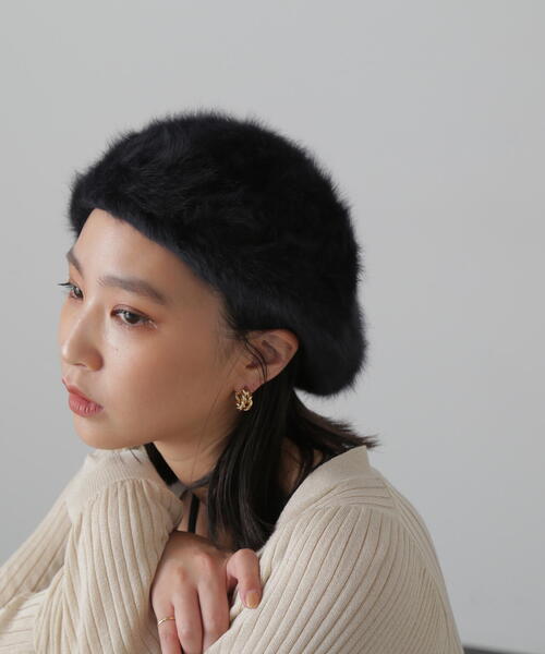 FREE'S MART（フリーズマート）の「◆シャギーベレー（ハンチング/ベレー帽・レディース・ホワイト/ブラック・ﾌﾘ-）」の7枚目の写真