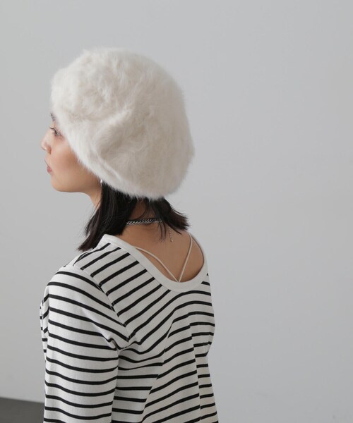 FREE'S MART（フリーズマート）の「◆シャギーベレー（ハンチング/ベレー帽・レディース・ホワイト/ブラック・ﾌﾘ-）」の11枚目の写真