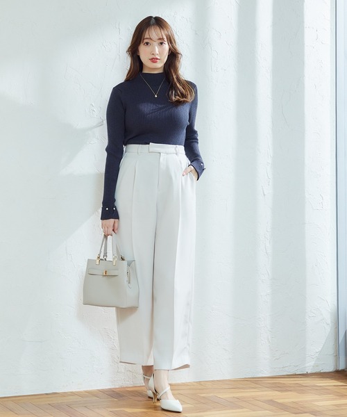 12Twelve Agenda(トゥエルブ アジェンダ)の「ハイネック袖口ターンバックリブニットプルオーバー(ニット/セーター・レディース・ブラック/オフホワイト/ラベンダー/ピンク/ブルー/チャコールグレー/オレンジ・M)」の14枚目の写真