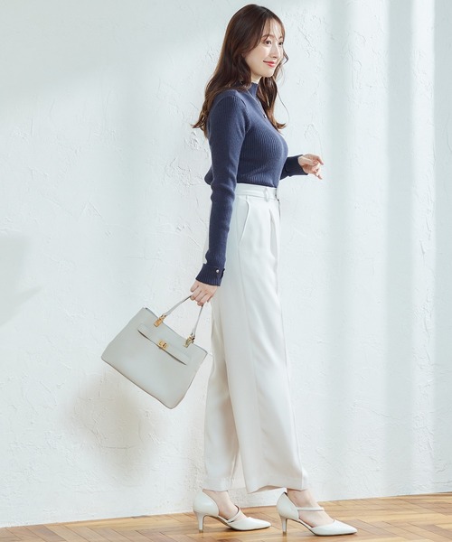 12Twelve Agenda(トゥエルブ アジェンダ)の「ハイネック袖口ターンバックリブニットプルオーバー(ニット/セーター・レディース・ブラック/オフホワイト/ラベンダー/ピンク/ブルー/チャコールグレー/オレンジ・M)」の15枚目の写真
