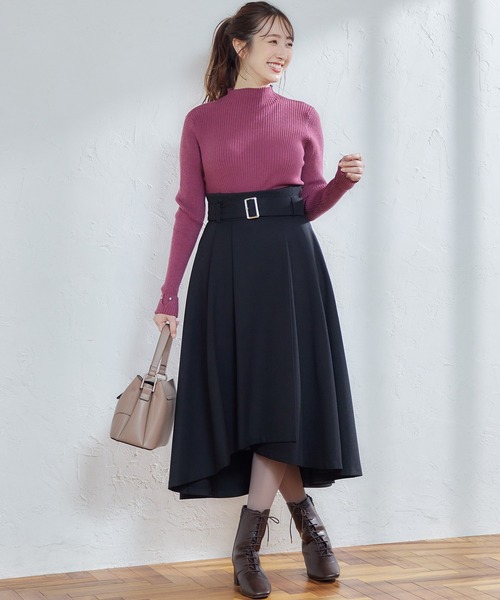 12Twelve Agenda(トゥエルブ アジェンダ)の「ハイネック袖口ターンバックリブニットプルオーバー(ニット/セーター・レディース・ブラック/オフホワイト/ラベンダー/ピンク/ブルー/チャコールグレー/オレンジ・M)」の10枚目の写真
