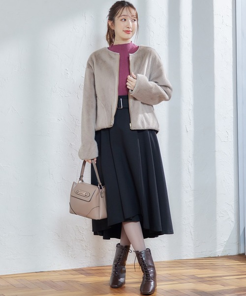 12Twelve Agenda(トゥエルブ アジェンダ)の「ハイネック袖口ターンバックリブニットプルオーバー(ニット/セーター・レディース・ブラック/オフホワイト/ラベンダー/ピンク/ブルー/チャコールグレー/オレンジ・M)」の12枚目の写真