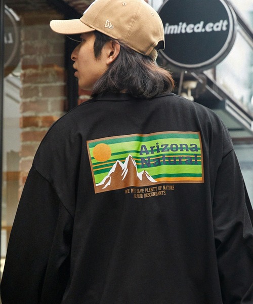 MONO-MART(モノマート)の「レトロアウトドアプリントビッグ長袖Tシャツ(Tシャツ/カットソー・メンズ・ホワイト系/チャコール/オートミール/ホワイト/ブラック・L/M)」の3枚目の写真