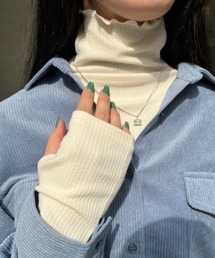 【低身長サイズあり】指開きタートルリブトップス