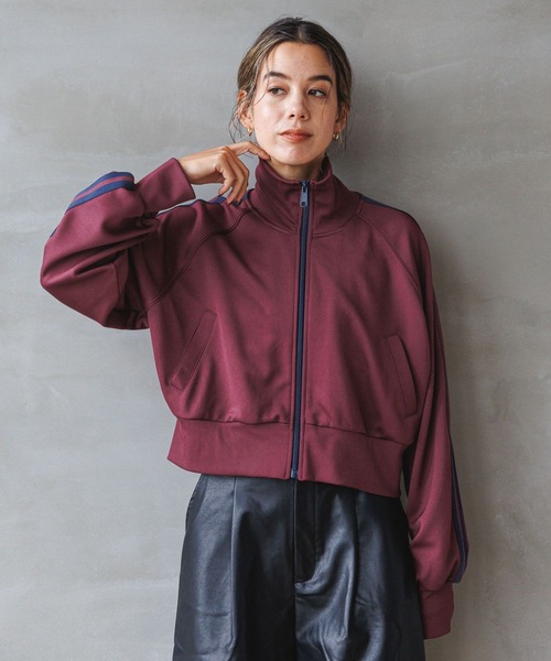 BAYFLOW（ベイフロー）の「ショートトラックジャケット（ブルゾン・レディース・ブラック/アイボリー/ボルドー・FREE）」の3枚目の写真