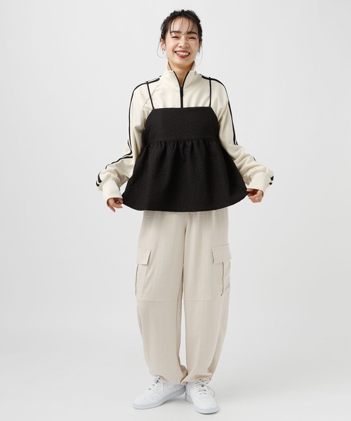 BAYFLOW（ベイフロー）の「ショートトラックジャケット（ブルゾン・レディース・ブラック/アイボリー/ボルドー・FREE）」の12枚目の写真