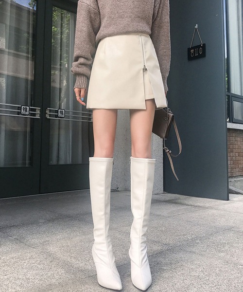 meJane(ミージェーン)の「アシンメトリーラップZIPスカパン(スカート・レディース・ブラック/オフホワイト/モカ・M/S)」の20枚目の写真