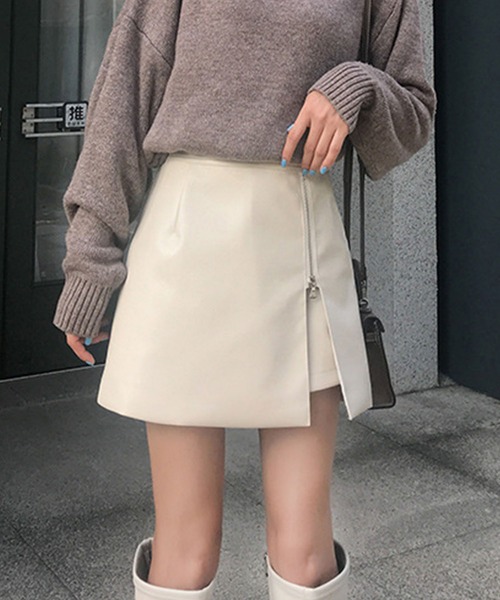 meJane(ミージェーン)の「アシンメトリーラップZIPスカパン(スカート・レディース・ブラック/オフホワイト/モカ・M/S)」の17枚目の写真