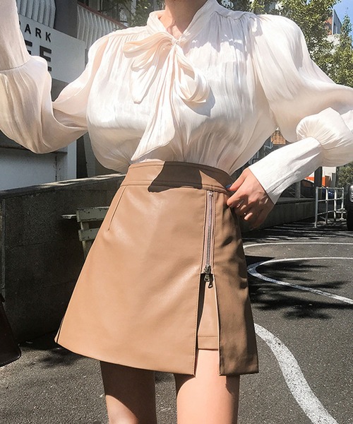 meJane(ミージェーン)の「アシンメトリーラップZIPスカパン(スカート・レディース・ブラック/オフホワイト/モカ・M/S)」の22枚目の写真