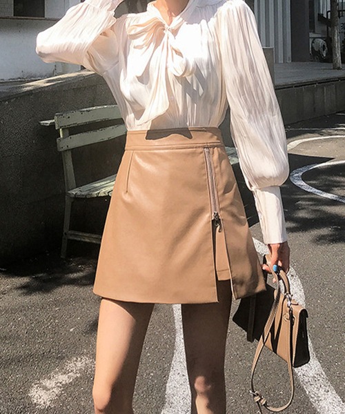 meJane(ミージェーン)の「アシンメトリーラップZIPスカパン(スカート・レディース・ブラック/オフホワイト/モカ・M/S)」の16枚目の写真