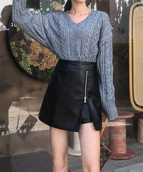 meJane(ミージェーン)の「アシンメトリーラップZIPスカパン(スカート・レディース・ブラック/オフホワイト/モカ・M/S)」の14枚目の写真