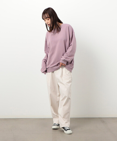 Purple&Yellow（パープルアンドイエロー）の「カラーステッチクルーネックプルオーバー（スウェット・メンズ・ダークブラウン/トップグレー/ラベンダー・LARGE/SMALL/MEDIUM）」の14枚目の写真