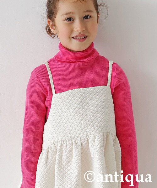 antiqua(アンティカ)の「綿100%タートルネックニット(ニット/セーター・キッズ・レッド/アイボリー/オレンジ/ライトグリーン/ピンク/ブラック・140/150/130/160)」の4枚目の写真