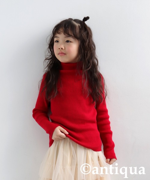 antiqua(アンティカ)の「綿100%タートルネックニット(ニット/セーター・キッズ・レッド/アイボリー/オレンジ/ライトグリーン/ピンク/ブラック・140/150/130/160)」の19枚目の写真