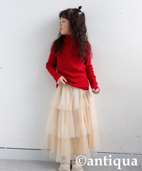 antiqua(アンティカ)の「綿100%タートルネックニット(ニット/セーター・キッズ・レッド/アイボリー/オレンジ/ライトグリーン/ピンク/ブラック・140/150/130/160)」の20枚目の写真