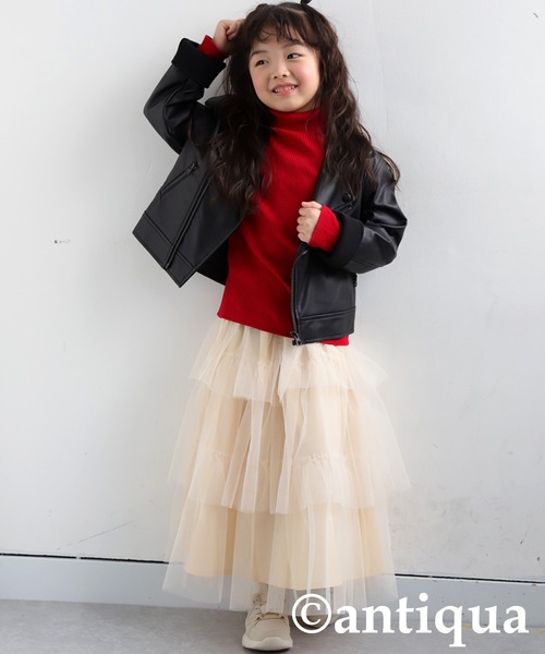 antiqua(アンティカ)の「綿100%タートルネックニット(ニット/セーター・キッズ・レッド/アイボリー/オレンジ/ライトグリーン/ピンク/ブラック・140/150/130/160)」の21枚目の写真