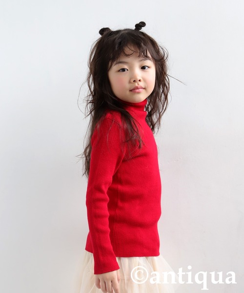 antiqua(アンティカ)の「綿100%タートルネックニット(ニット/セーター・キッズ・レッド/アイボリー/オレンジ/ライトグリーン/ピンク/ブラック・140/150/130/160)」の22枚目の写真