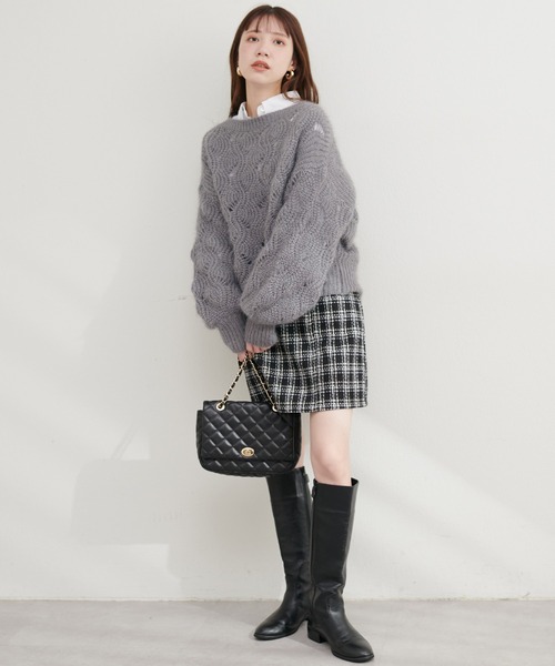 natural couture(ナチュラルクチュール)の「ふわふわ透かしニット(ニット/セーター・レディース・ピンク/ベージュ/アイボリー/サックスブルー/グレー・FREE)」の14枚目の写真